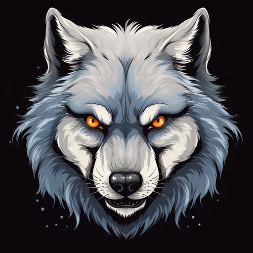 gray wolf mascot clip art growling eye contact, blue eyes --q 0.5