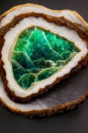 green Agate Slice Geode, gemstone, close shot, hyper realistic, 8k uhd --ar 5:7