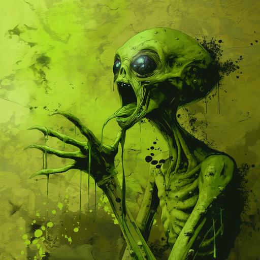 green alien throwing up --v 6.0