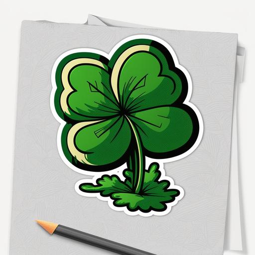 green clover , cartoon style , sticker