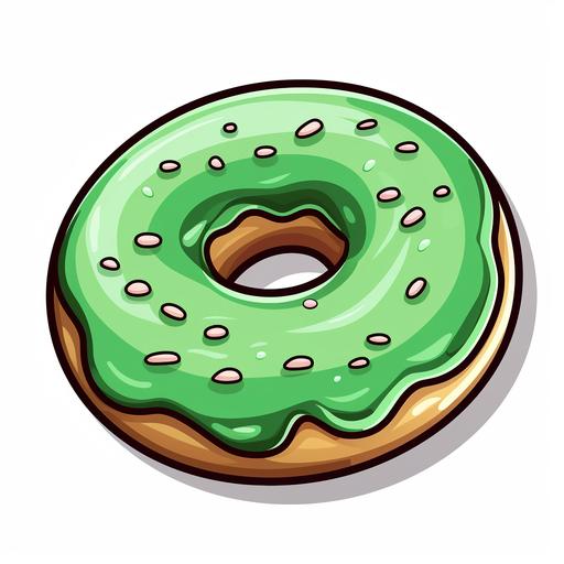 green donut sticker cartoon style