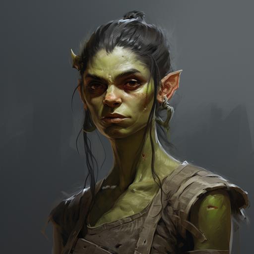 green elf female character::1 ugly half orc character study::1
