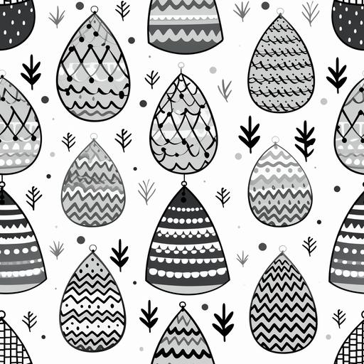 grey scaled Christmas drawing, simple colouring book style, crisp lines, black and white pen, sharp --tile --c 10