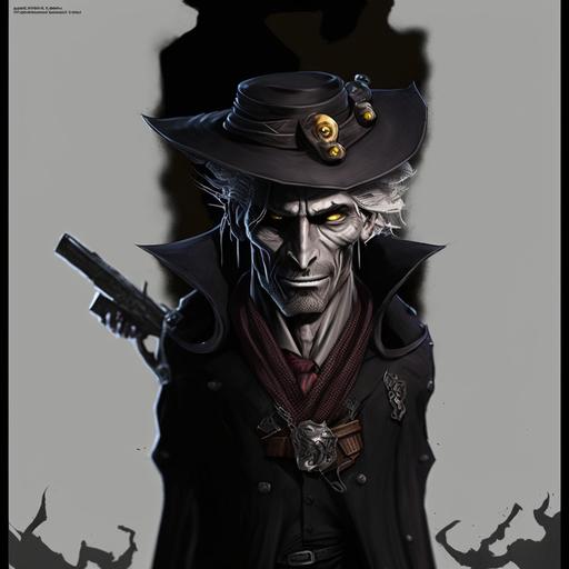 grim pile wicked priest muscular cowboy hat and coat revolvers --v 4