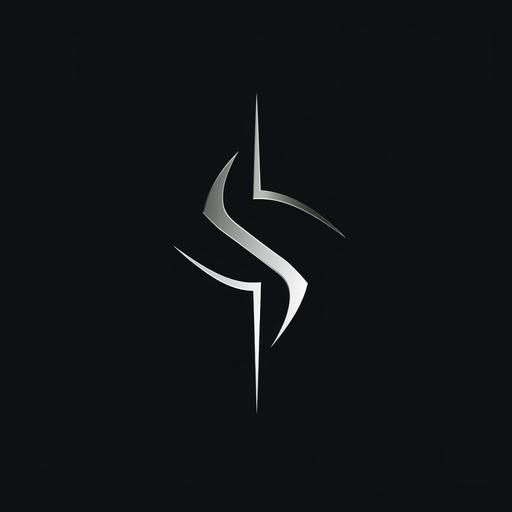 ST silver logo, dark background, minimal, geometric