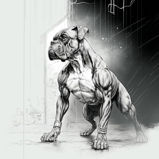 a drawing of a boxer, line art, lines, sketch --uplight --v 4