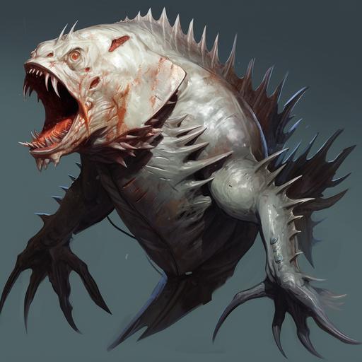 creature design, character boards, monster fish, d&d style