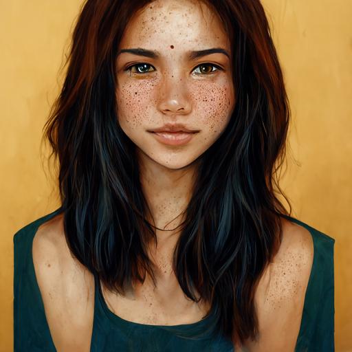 half Scottish, half Filipino, Brunette, brown eyes, freckles