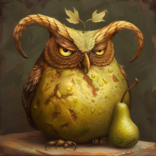 half pear half horned owl funny monster hornedowlpear --v 6.0