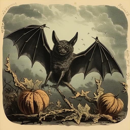 halloween bat in vintage illustration