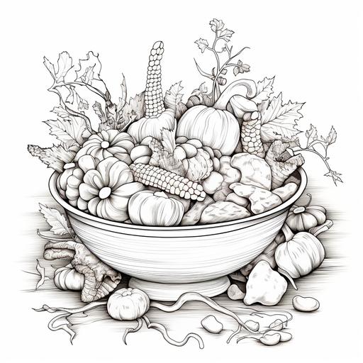 halloween colouring page, fall, autumn, high detail, no colour, halloween candy, candy in bowl with worms