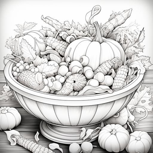 halloween colouring page, fall, autumn, high detail, no colour, halloween candy, candy in bowl with worms
