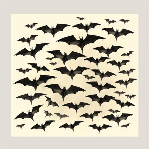 halloween swarm bat in vintage minimalist illustration