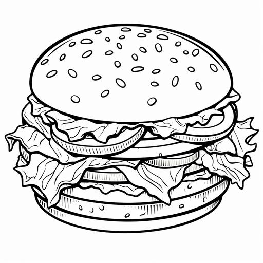 hamburger cartoon style coloring page --q 2 --s 250