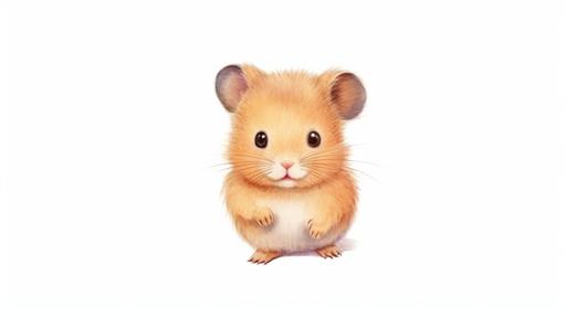 hand drawing of cute hamster isolated on a white background, 4k, --ar 16:9