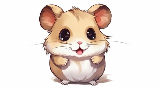 hand drawing of cute hamster isolated on a white background, 4k, --ar 16:9