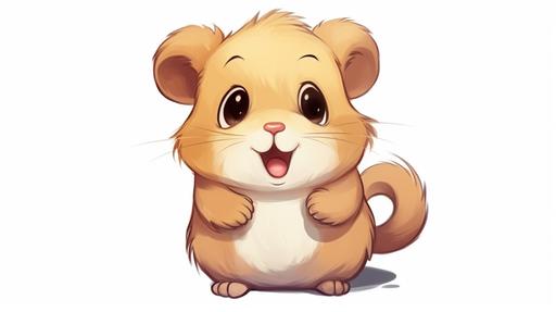 hand drawing of cute hamster isolated on a white background, 4k, --ar 16:9