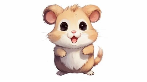 hand drawing of cute hamster isolated on a white background, 4k, --ar 16:9