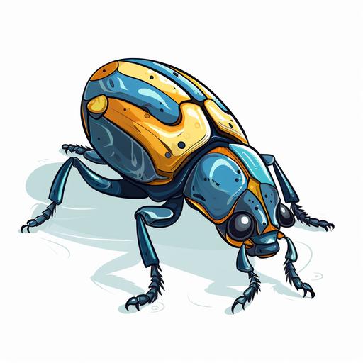 hand-drawn 2D cartoon clipart beetle, side view
