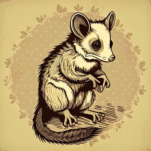 hand drawn vintage cartoon possum --v 4 --stylize 500
