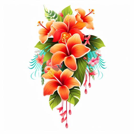 hanging tropical pacific flower decoration, vector art, white background