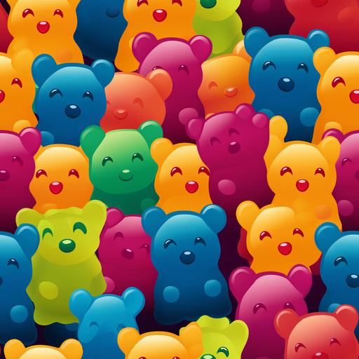 happy colorful gummy bears, cute cartoon, minimalist, wallpaper --tile