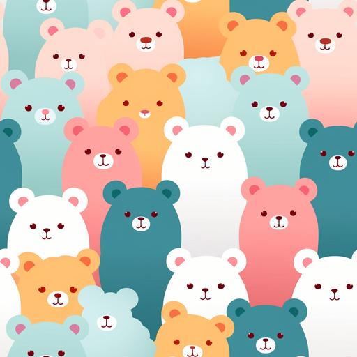 happy colorful teddy bears, cute cartoon, minimalist, wallpaper --tile