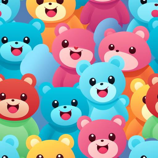 happy colorful teddy bears, cute cartoon, minimalist, wallpaper --tile