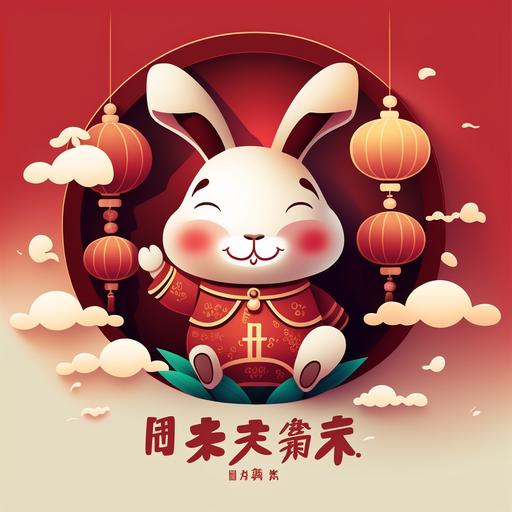 happy rabbit chinese new year cartoon