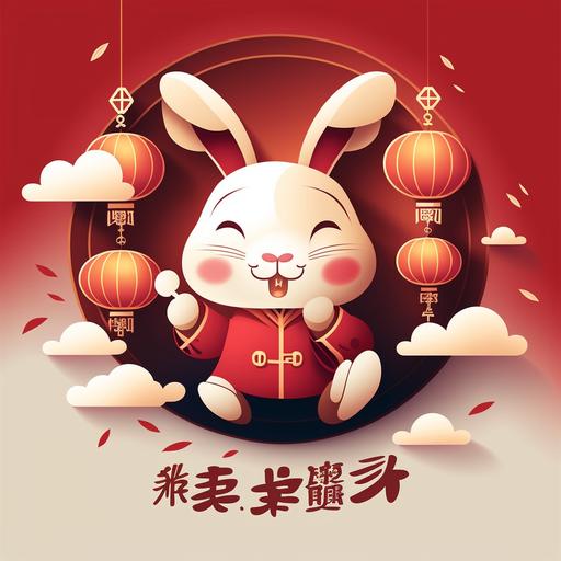 happy rabbit chinese new year cartoon