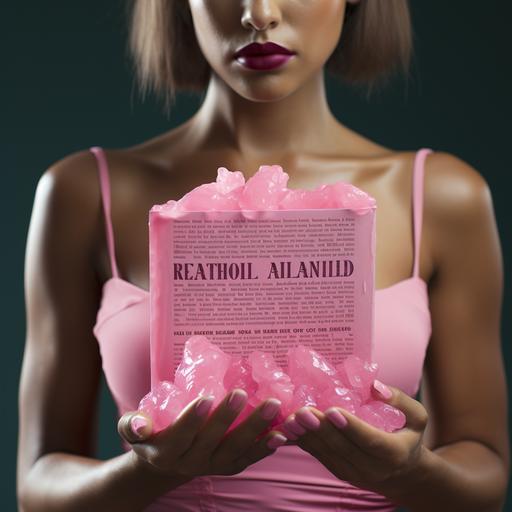 hardboiled on the picture we can read NSHKAT VADID written in Cotton candy pink bold letters --s 250