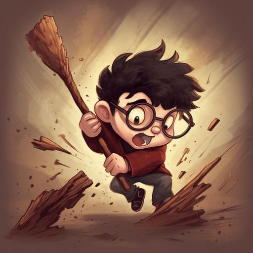 harry potter hitting another harry potter clone with a baseball bat, cartoon, 2D, funny --v 5