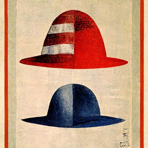 hat styled like the American flag, illustration poster by Stanislav Szukalski