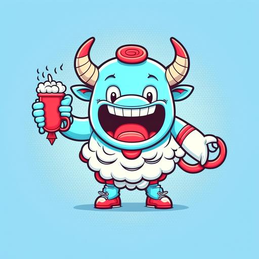 illustration of cute bull mascot, open hand doing stop sign and smile, cuphead rubber hose style, detailed --v 4