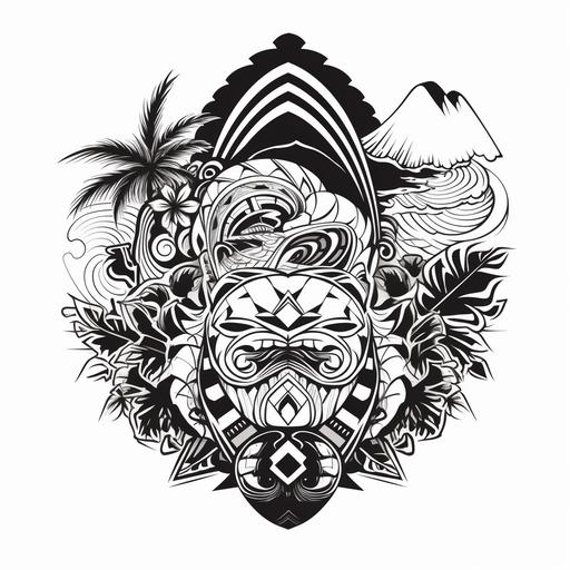 hawaii logo tribal black and white --v 5