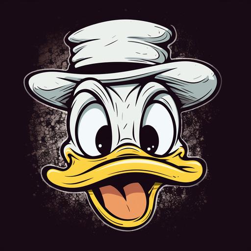 headshot 2d flat hand drawn money driven cartoon character with dollar sign eyes hypnotized in style of scrooge mcduck outlined black thick lines