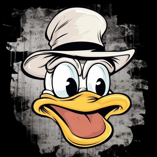 headshot 2d flat hand drawn money driven cartoon character with dollar sign eyes hypnotized in style of scrooge mcduck outlined black thick lines