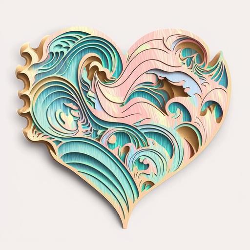 heart and waves sticker die cut pastel