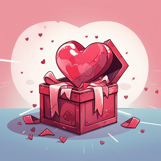 heart in a gift box, illustration, cartoon, webtoon style
