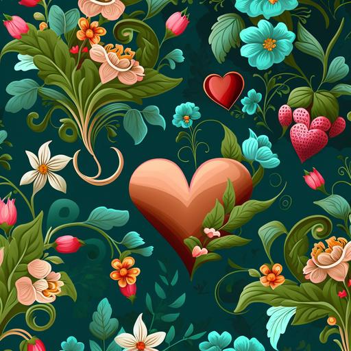 hearts flowers and moms wallpaper pattern design