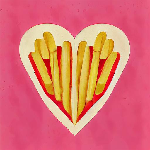 hearts, retro, pink, french fries, cartoon, ketchup --upbeta