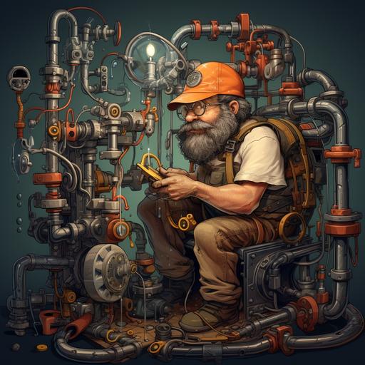 heliocentric plumber, lots of old pipes