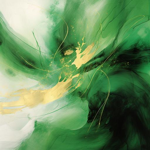 high definition bright green abstract art with gold detailing