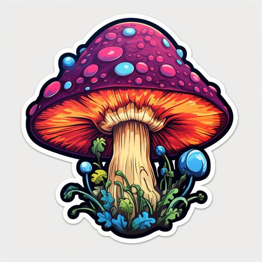 high definition, cartoon, phychedelic mushroom, sticker