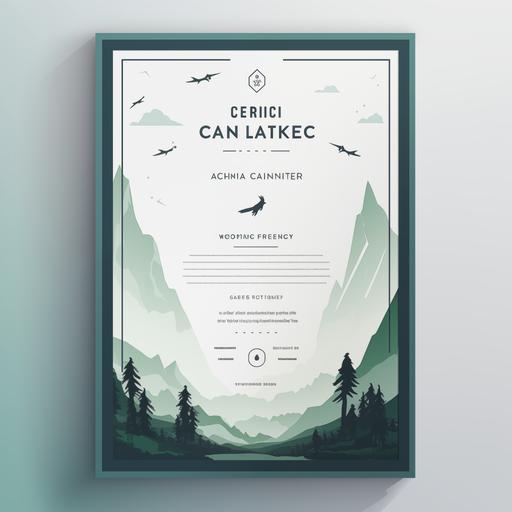 hiking A4 certificate, vector, minimalistic design,