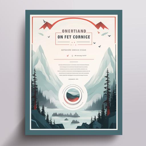 hiking certificate, modern design, A4 size, vector illustration