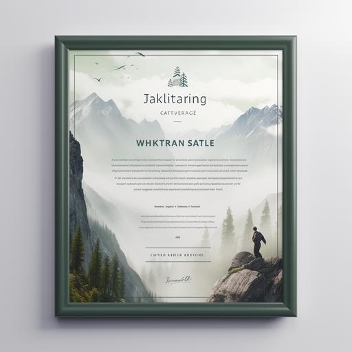 hiking certificate, modern design, professional