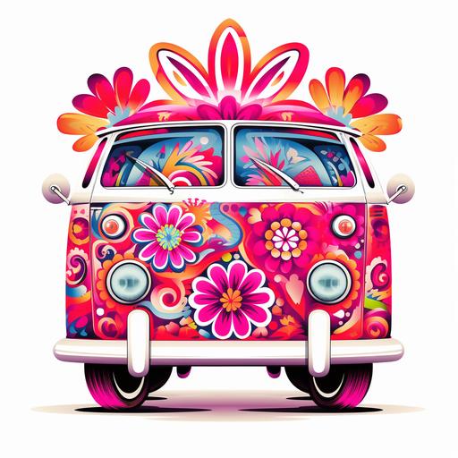 hippie design with hot pink on a white background
