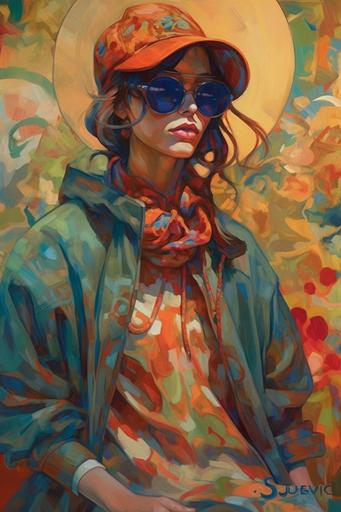 hippie fashion, oil Painting, gucci poster, by James Jean --ar 2:3 --v 5 --s 800