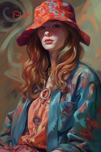 hippie fashion, oil Painting, gucci poster, by James Jean --ar 2:3 --v 5 --s 800